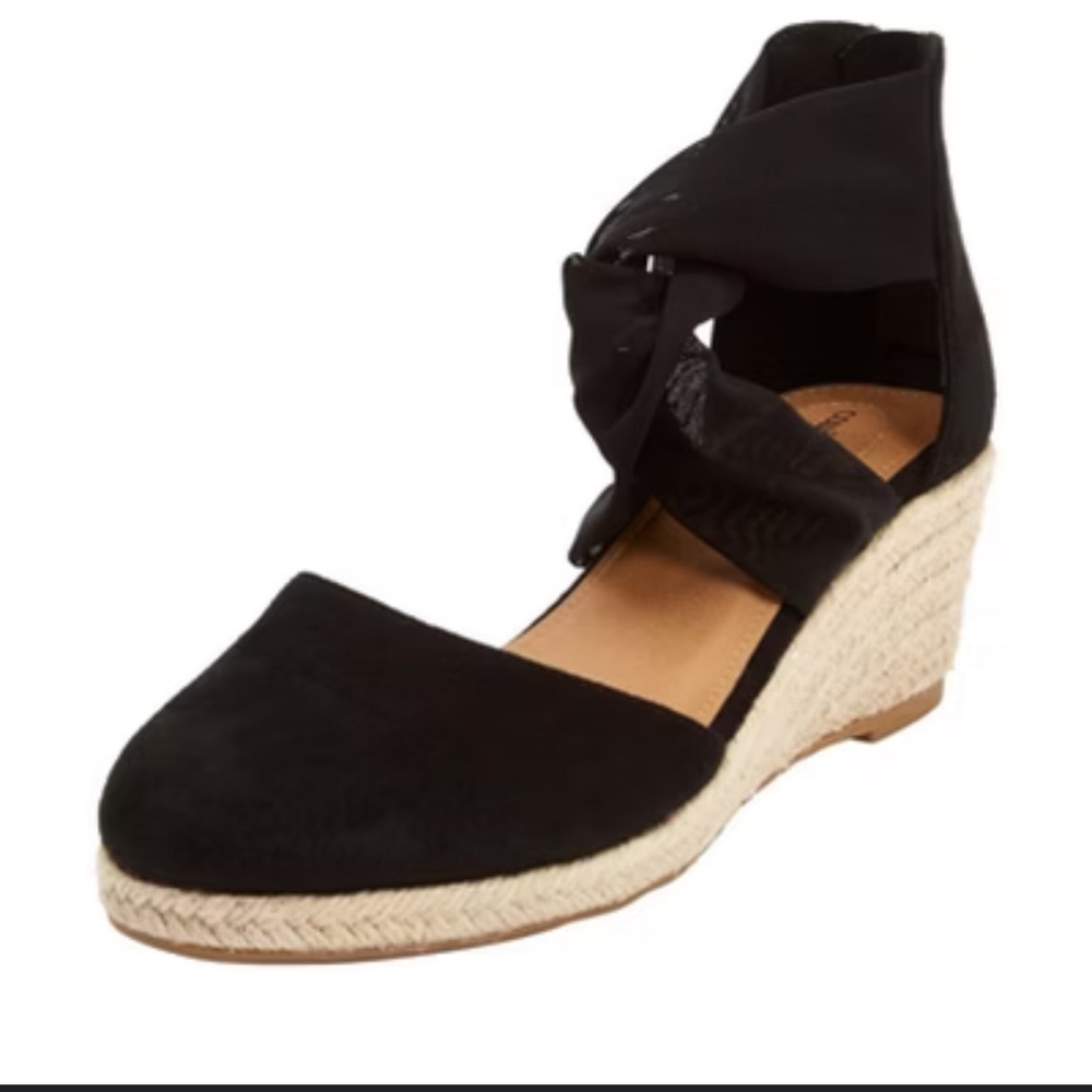 Comfortview Black Espadrille Wedge Sandals